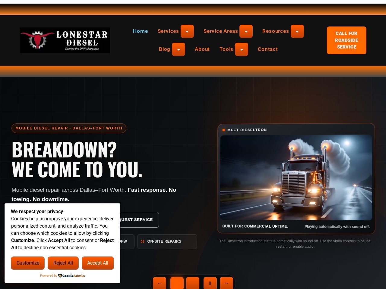 Lone Star Diesel website hero preview